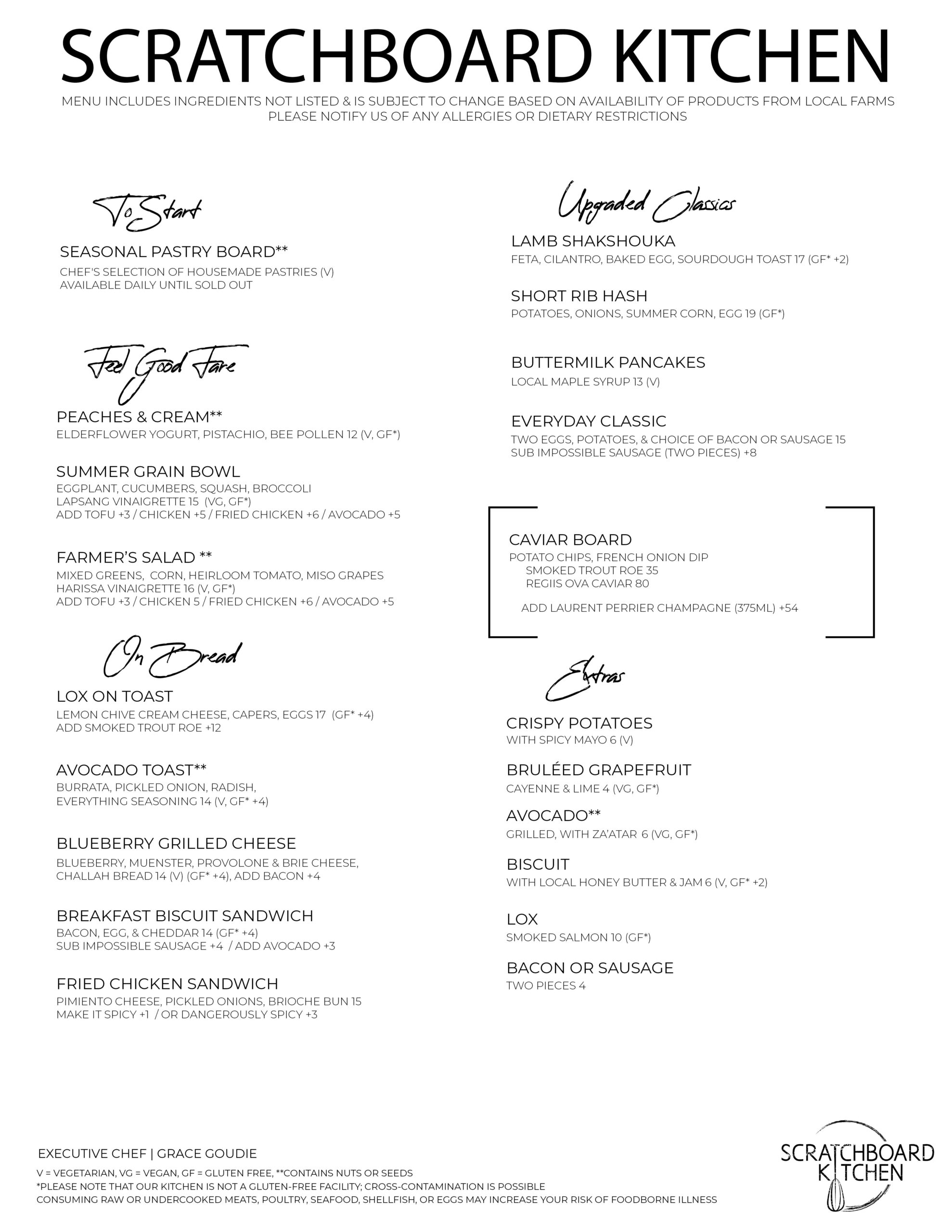 Menu Scratchboard Kitchen