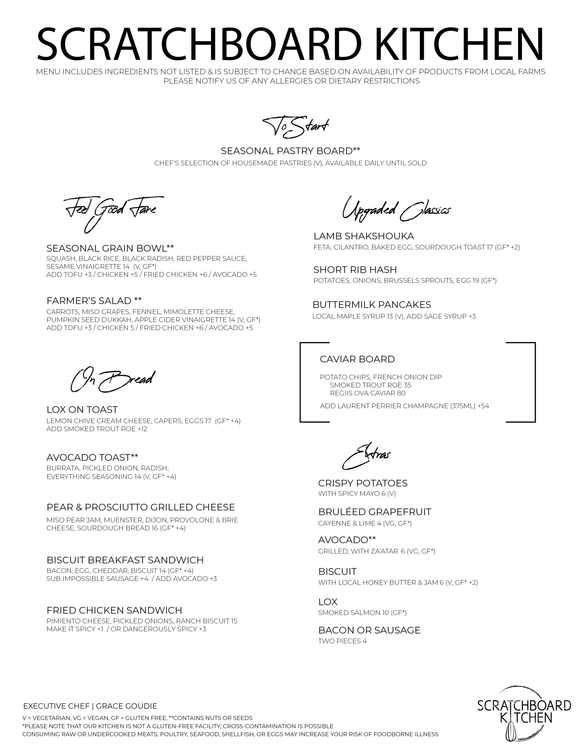 Menu Scratchboard Kitchen