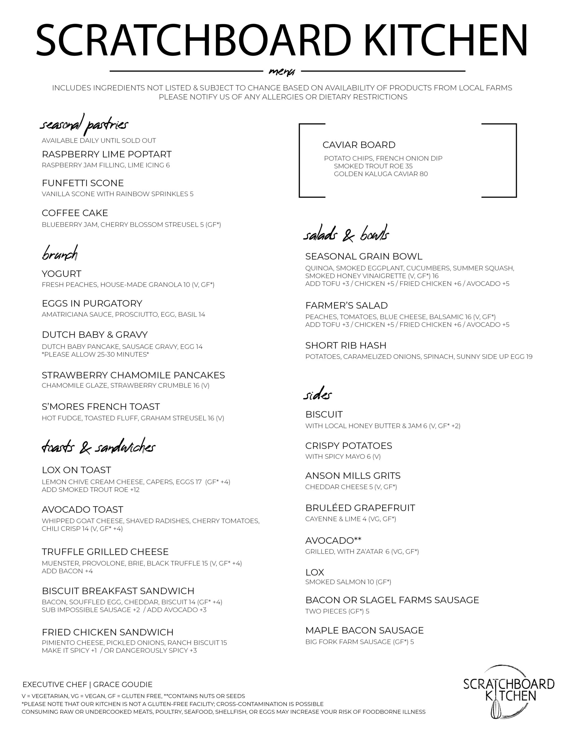 Menu Scratchboard Kitchen