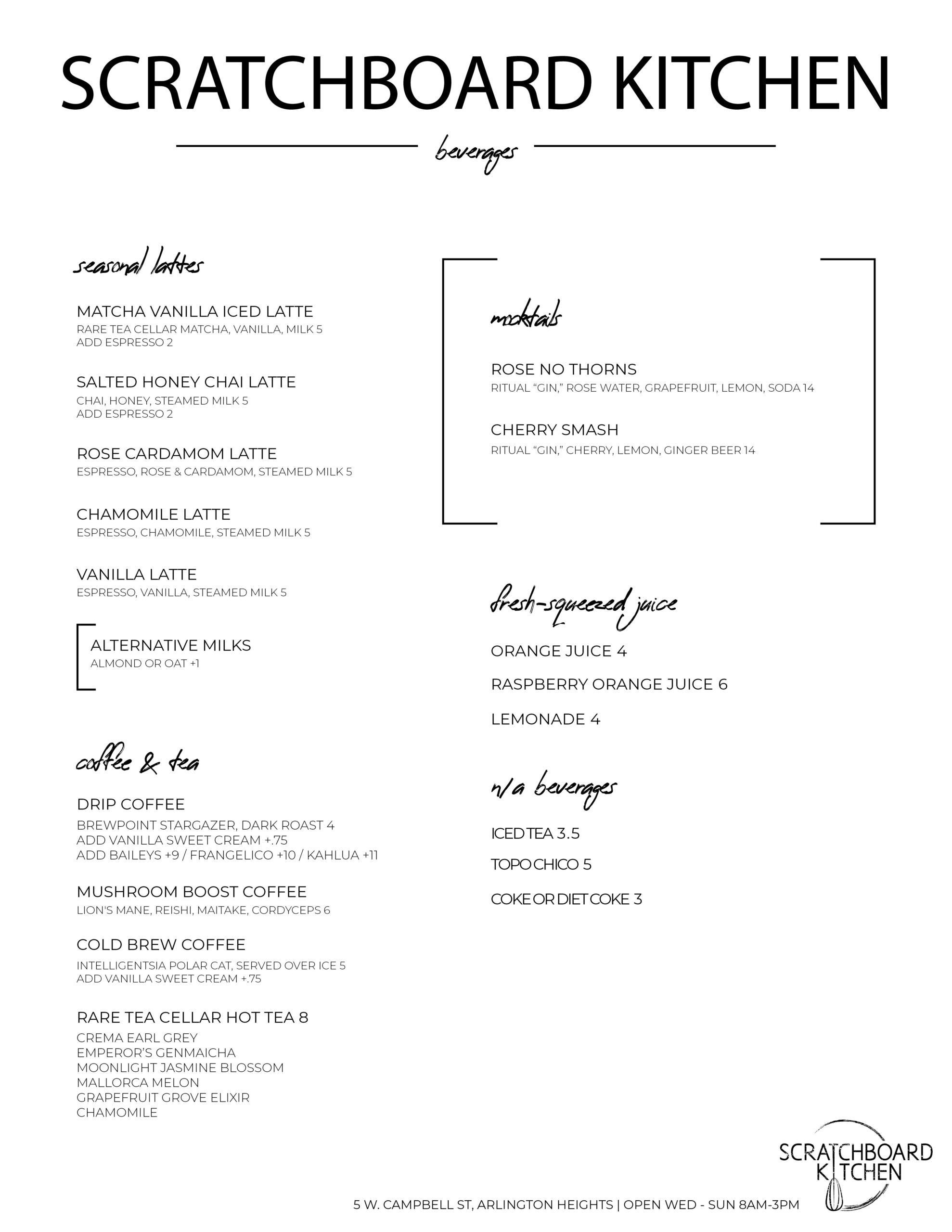 Menu Scratchboard Kitchen