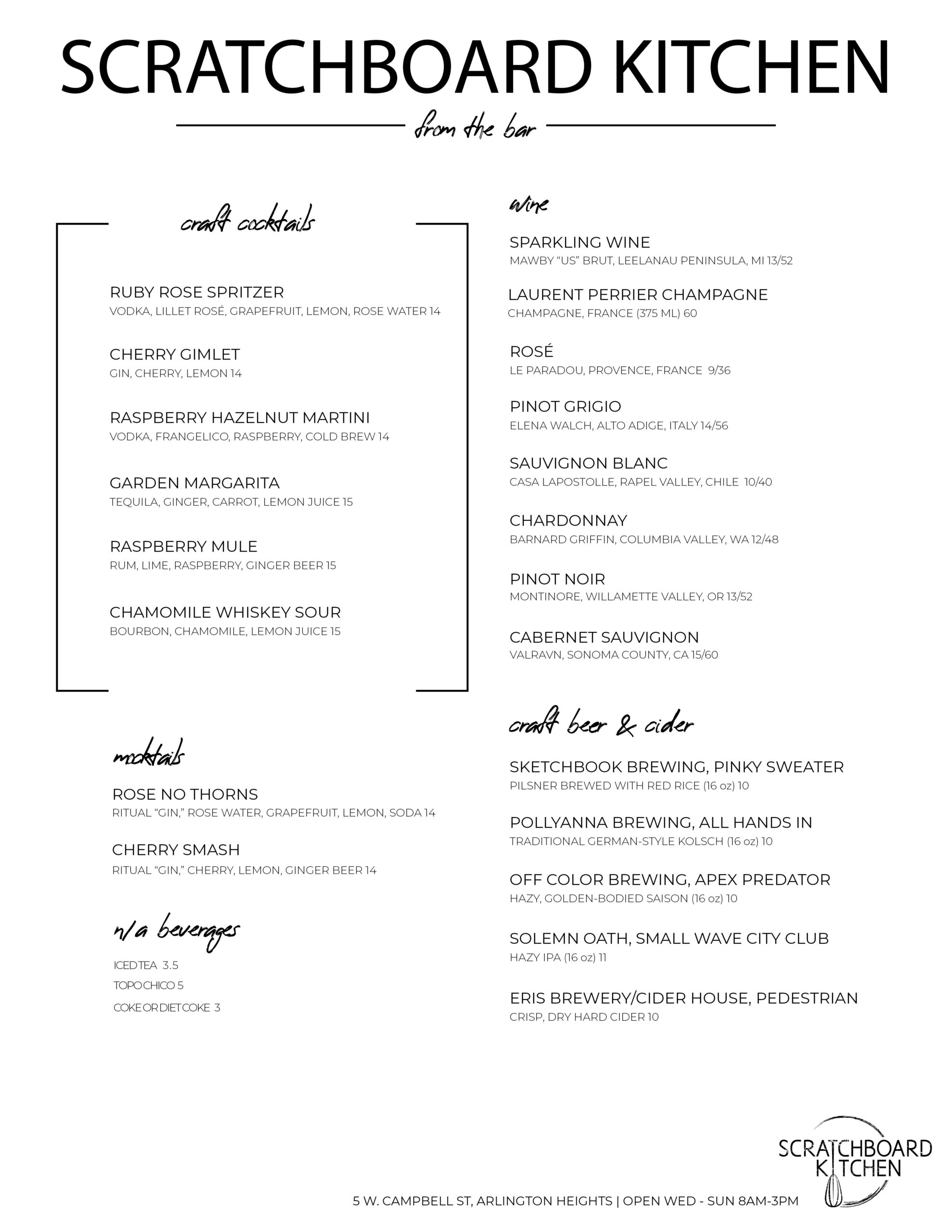 Menu Scratchboard Kitchen