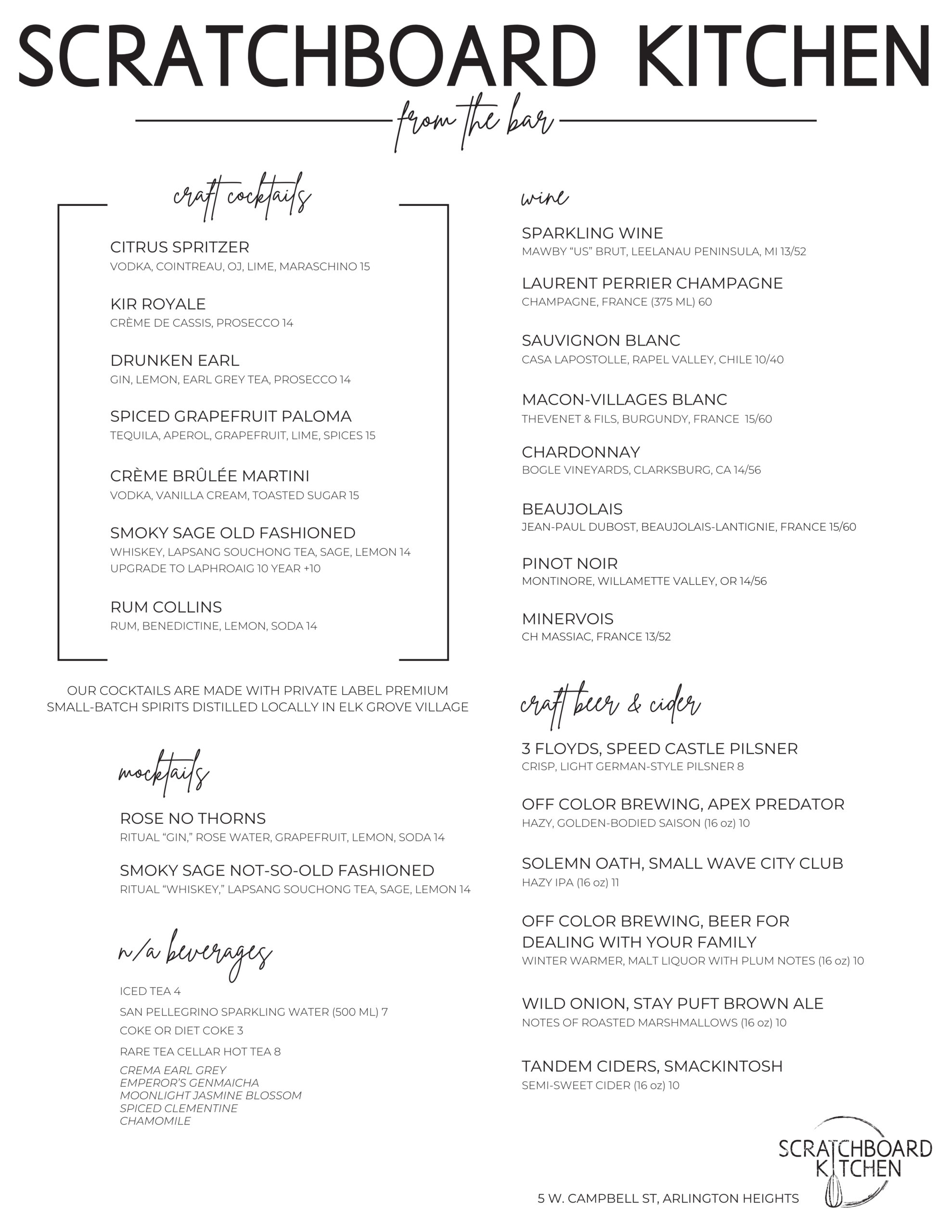 Menu Scratchboard Kitchen