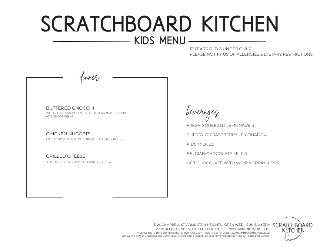 Menu Scratchboard Kitchen