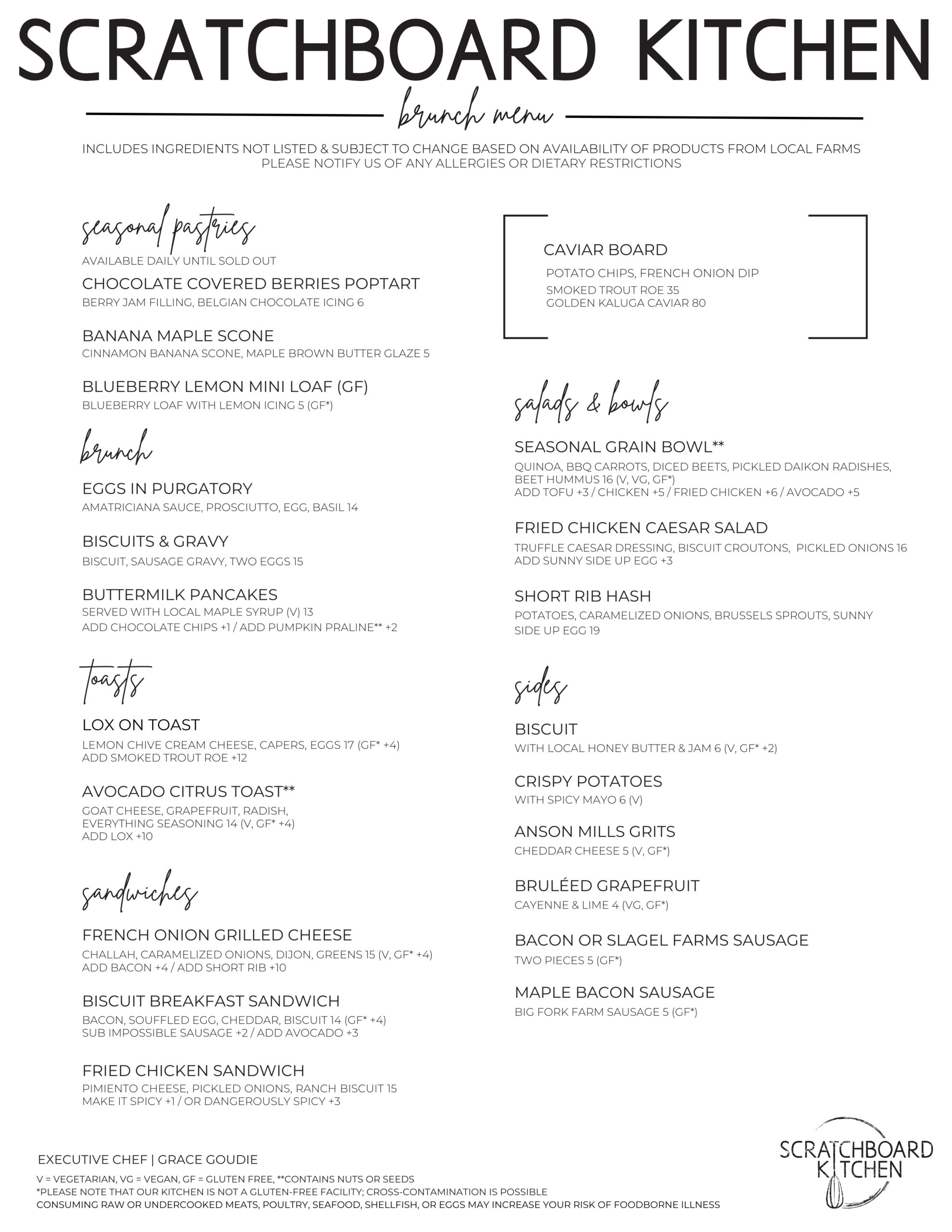 Menu Scratchboard Kitchen