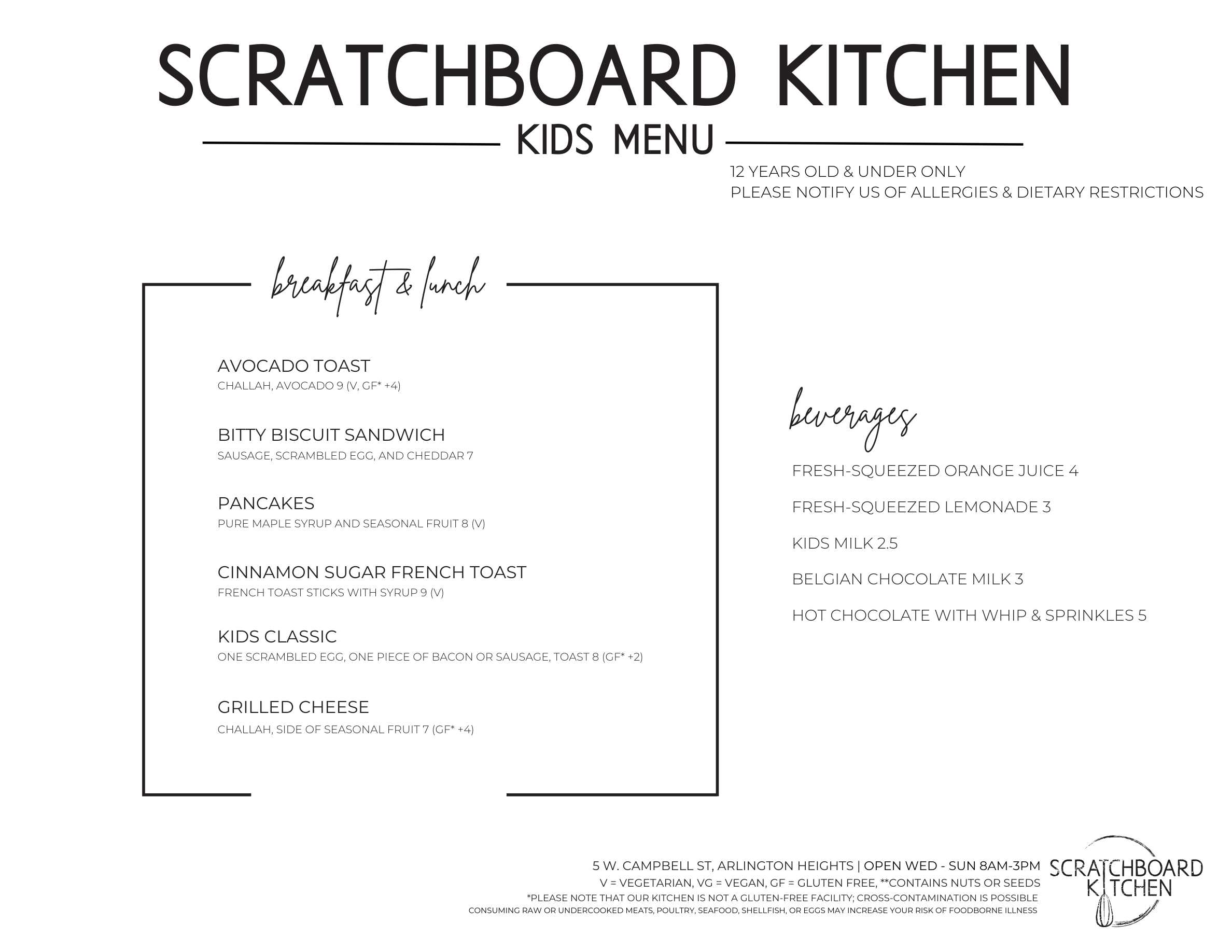 Menu Scratchboard Kitchen