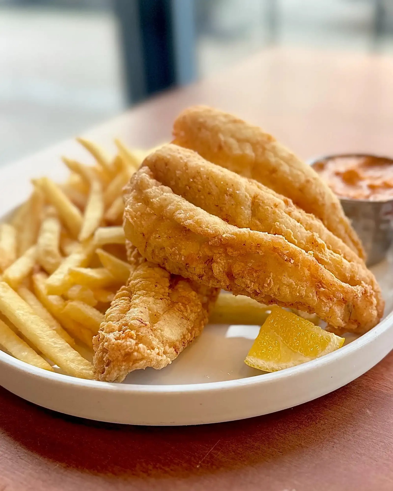 Chicken tenders fries closeup