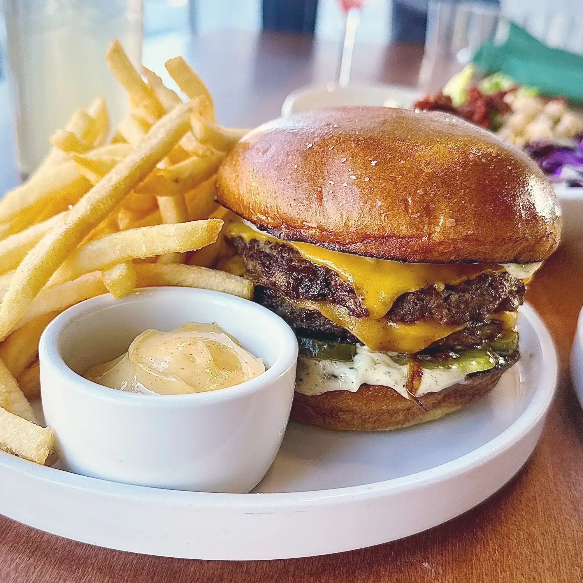 Double smash burger fries