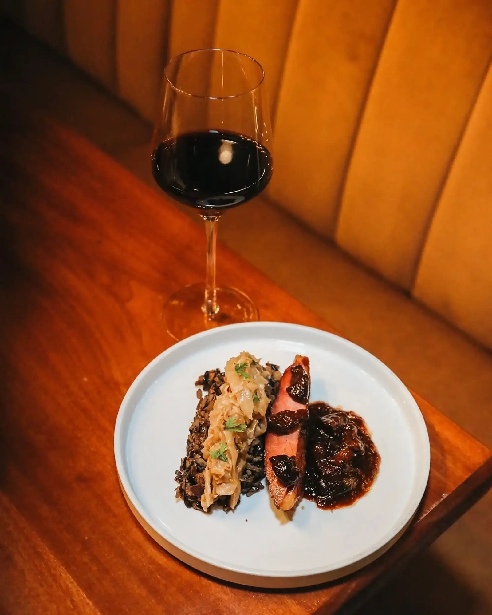 Duck breast red wine booth