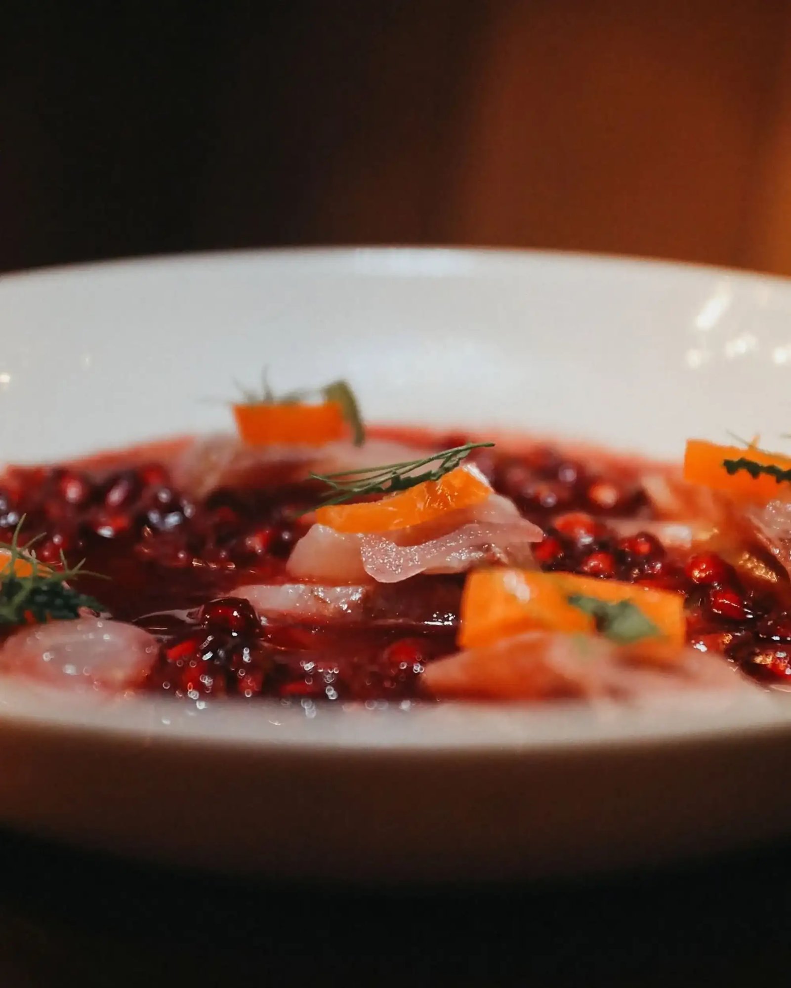 Fish crudo pomegranate