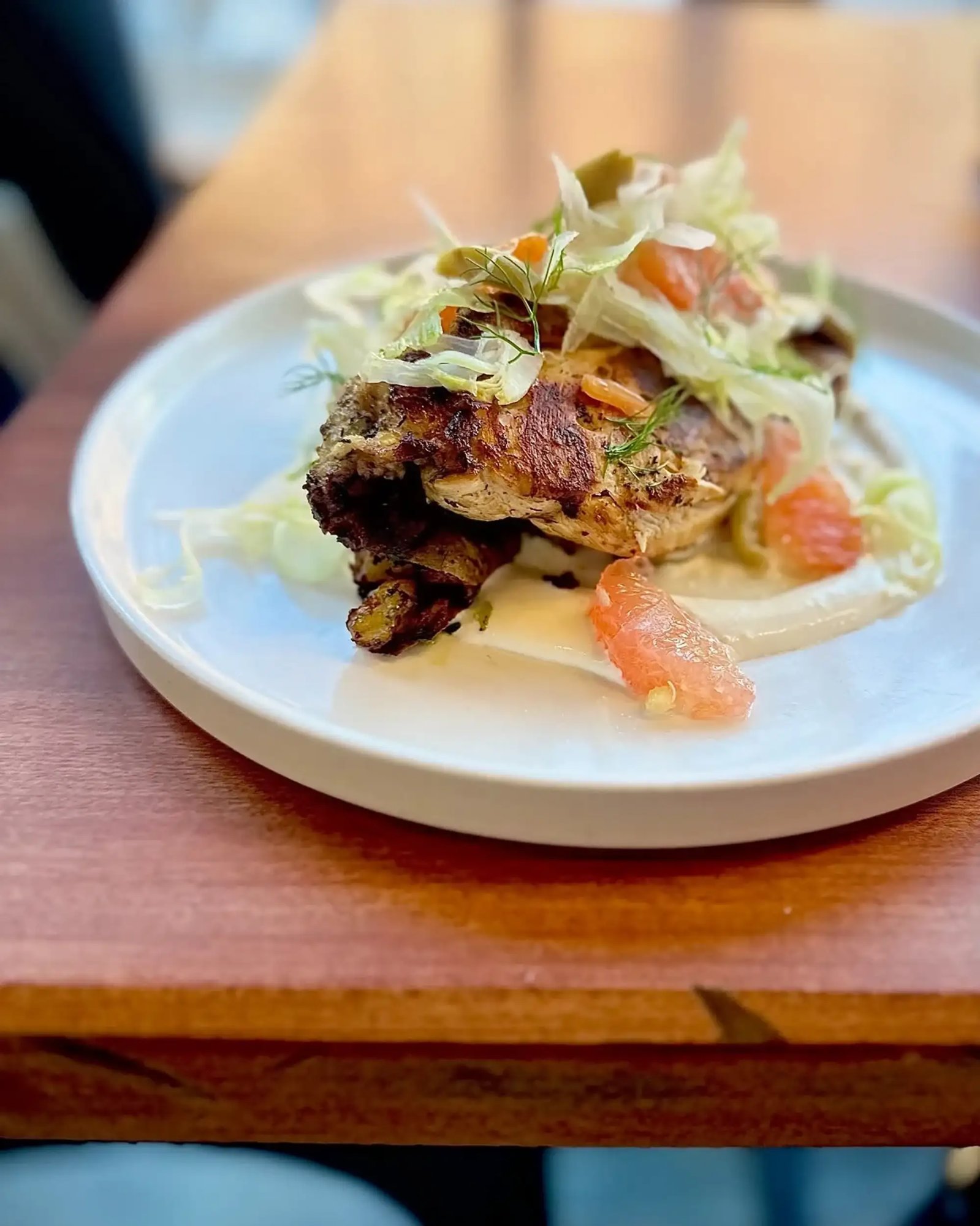 Roasted chicken grapefruit frisee