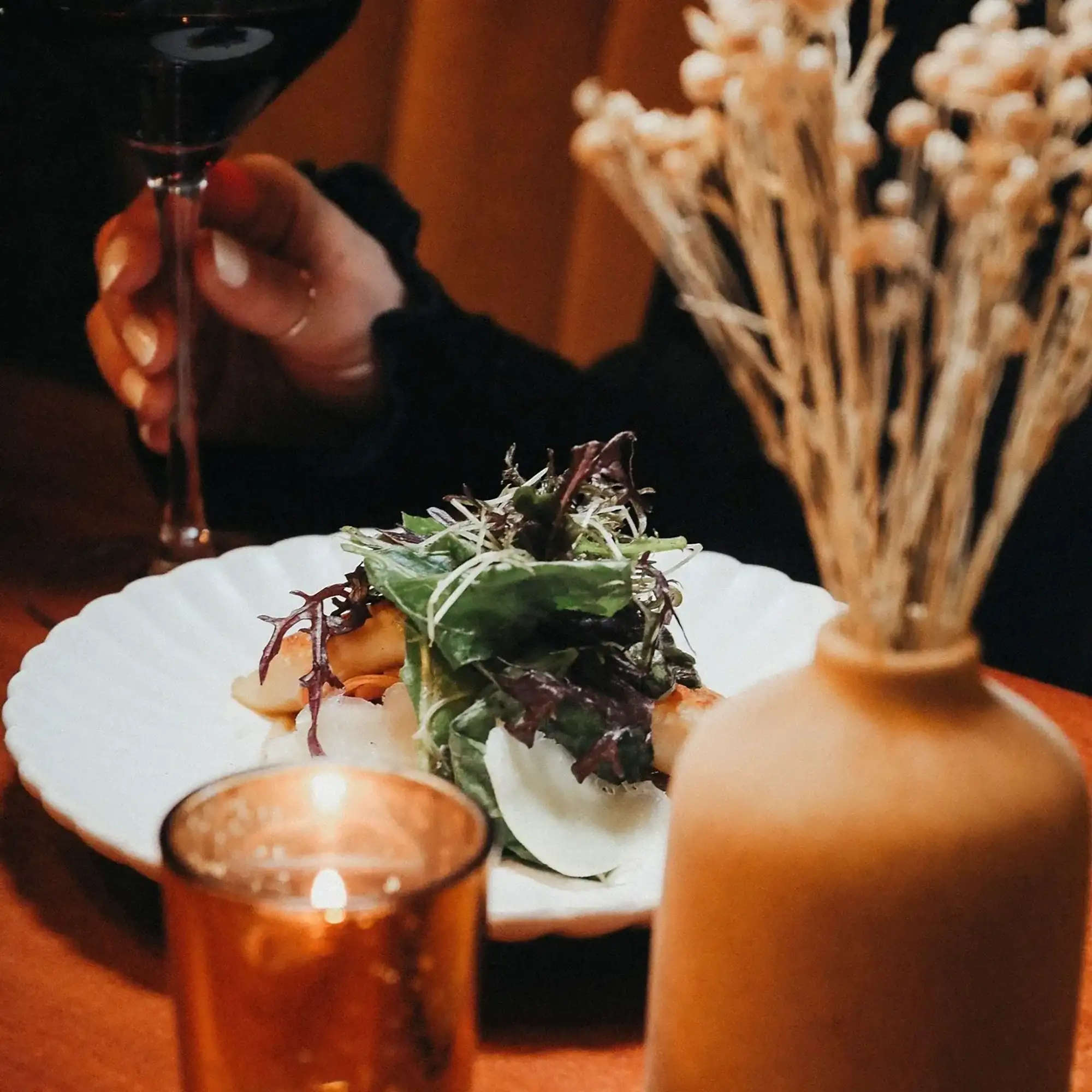 Salad candle dried flowers