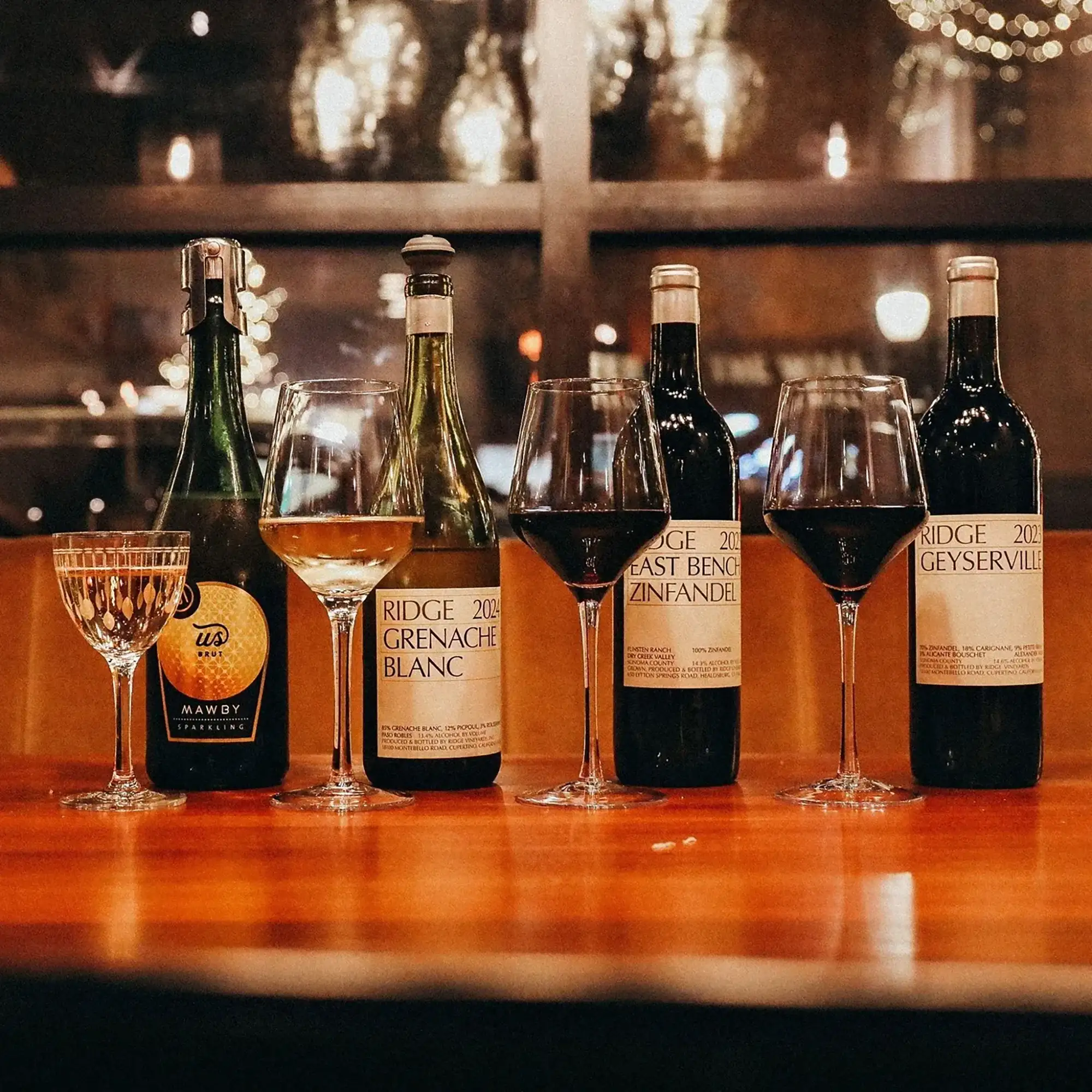 Wine flight four bottles